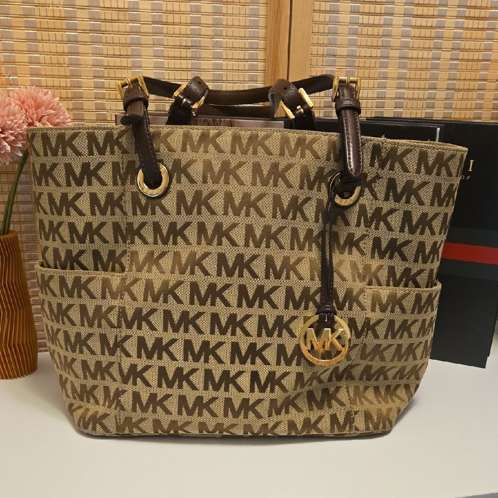 Michael Kors Brown and Tan Tote Bag
